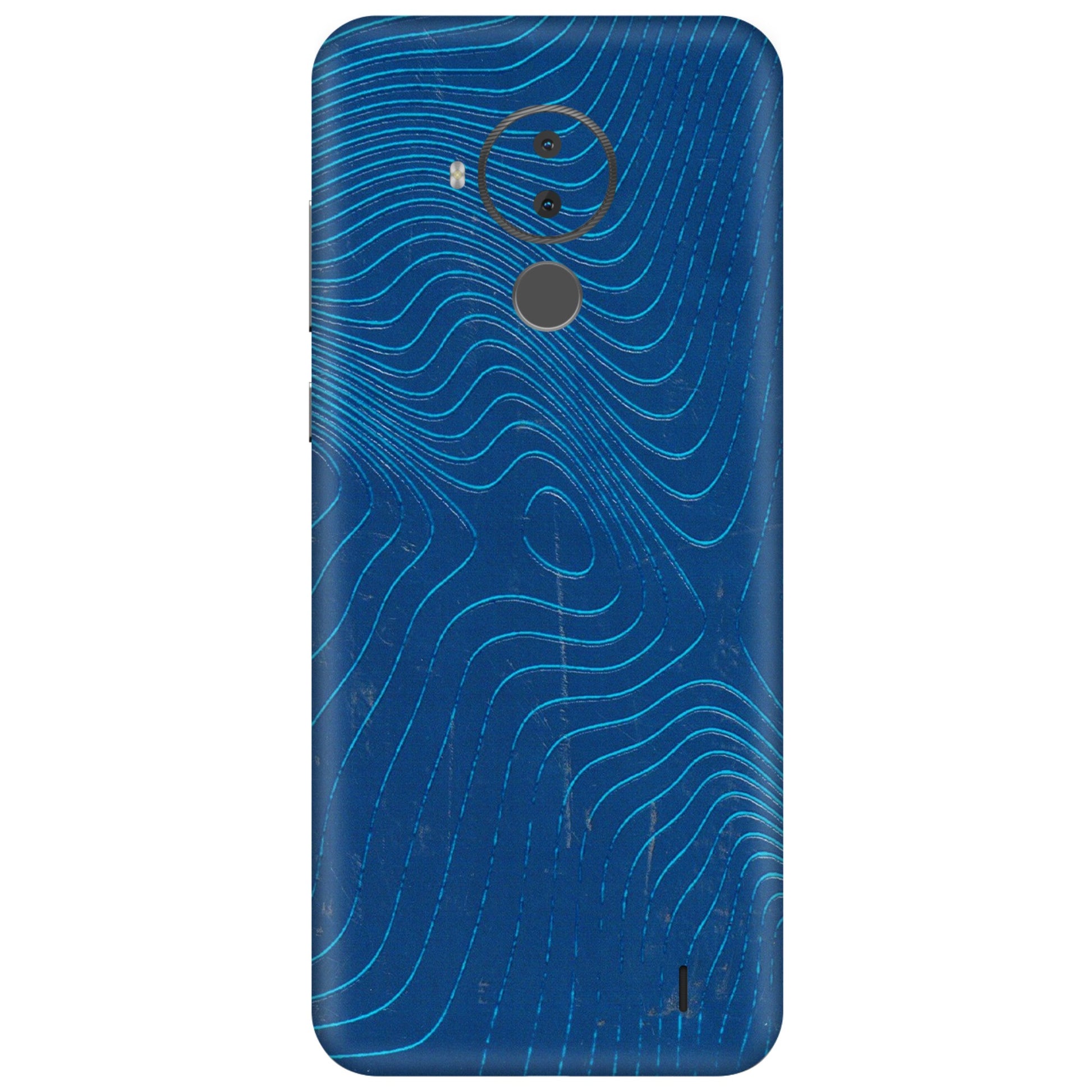 HMD NOKIA Phone Skins (All Models) - Abstract Blue Line Map - 3D Embossed Finish (L-272) HMD Nokia C30