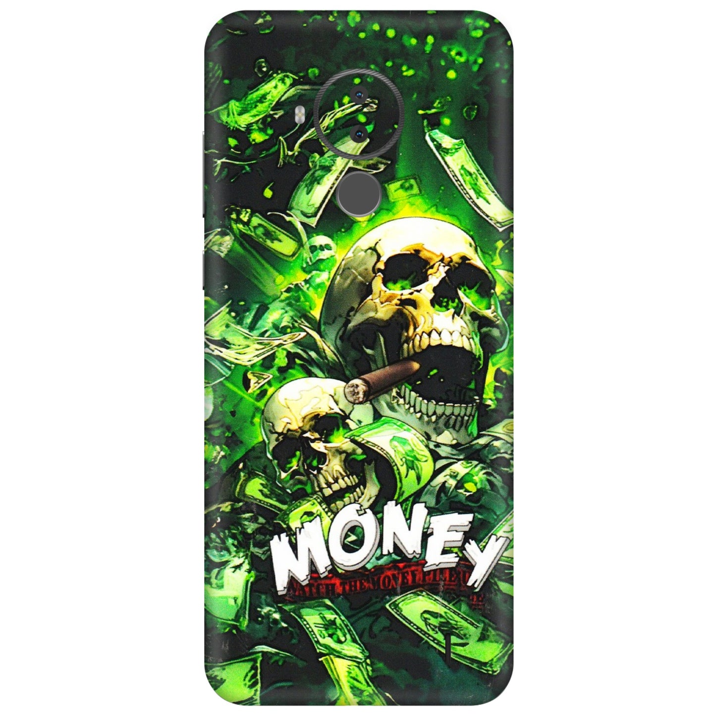 HMD NOKIA Phone Skins (All Models) - Skull Money - 3D Embossed Finish (L-303) HMD Nokia C30
