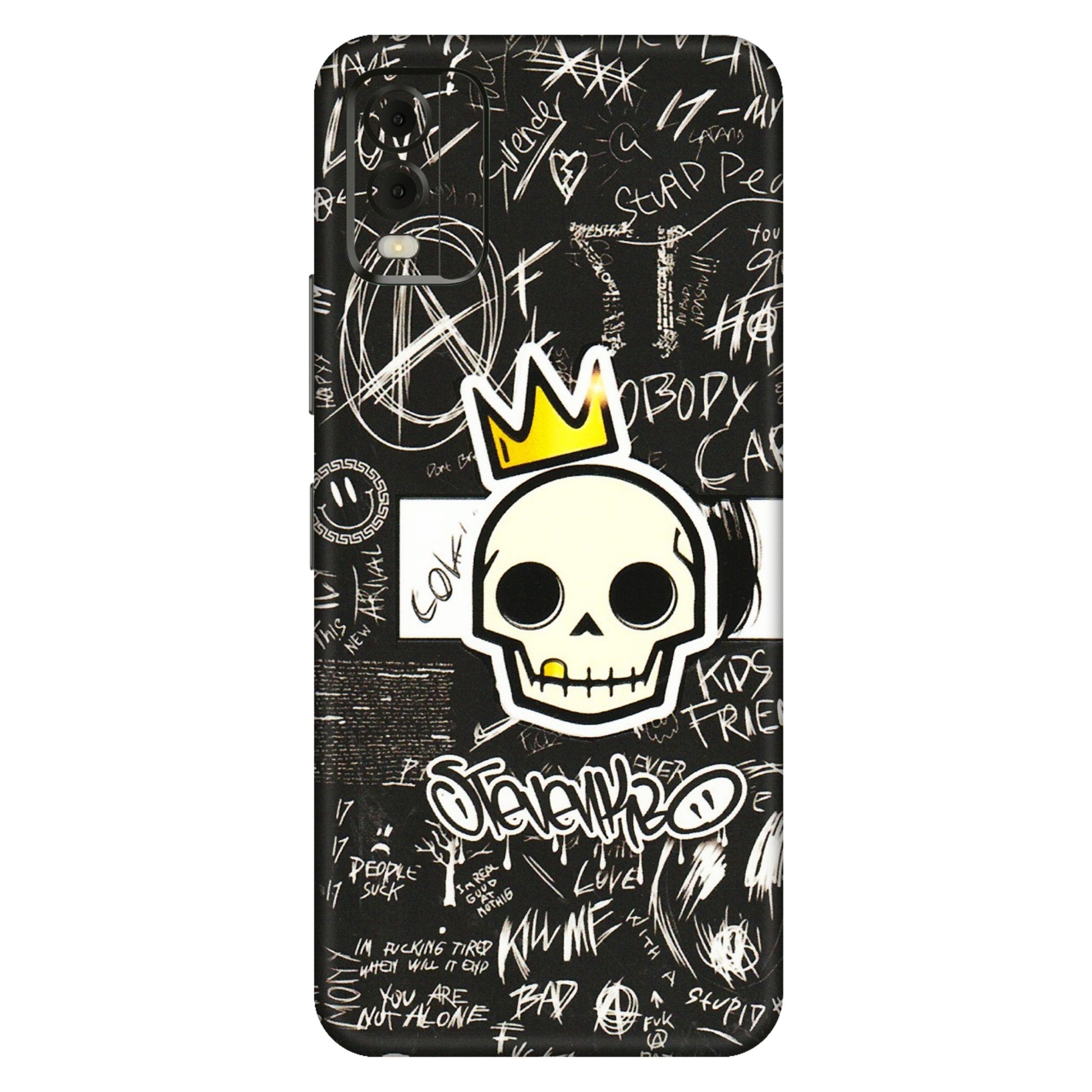 HMD NOKIA Phone Skins (All Models) - Funny Skull Black Chalk Grafitti - 3D Embossed Finish (L-22) HMD Nokia C32