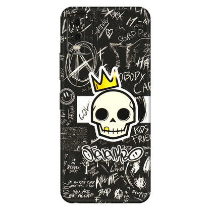 HMD NOKIA Phone Skins (All Models) - Funny Skull Black Chalk Grafitti - 3D Embossed Finish (L-22) HMD Nokia C32
