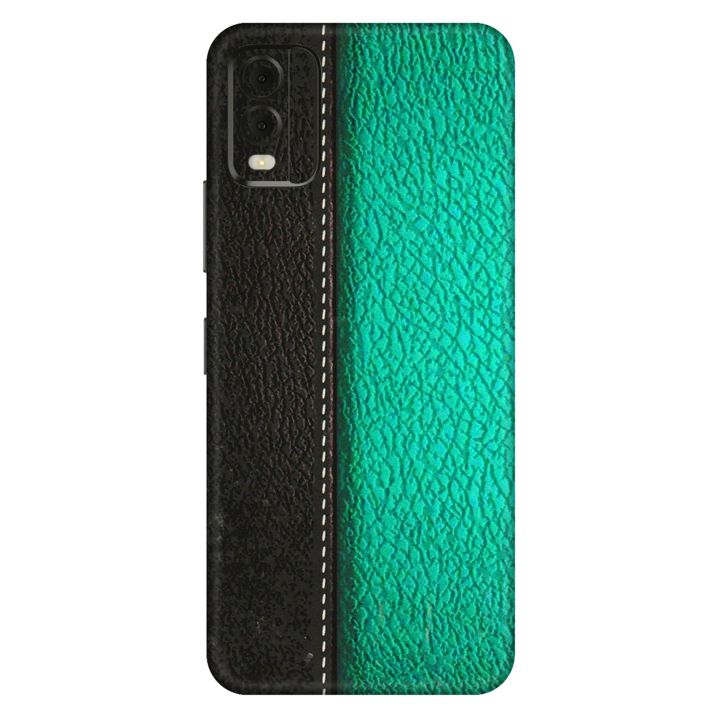 HMD NOKIA Phone Skins (All Models) - Black Green Dual Leather Stich - 3D Embossed Finish (L-233) HMD Nokia C32