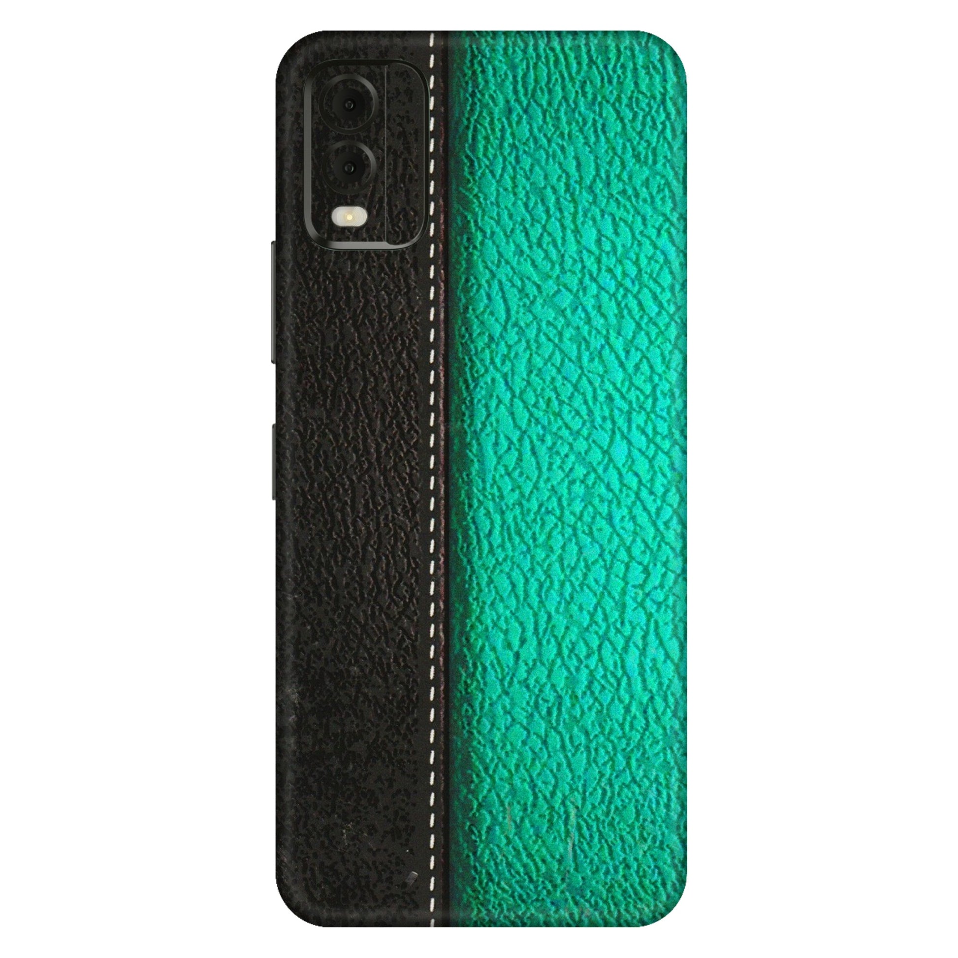 HMD NOKIA Phone Skins (All Models) - Black Green Dual Leather Stich - 3D Embossed Finish (L-233) HMD Nokia C32