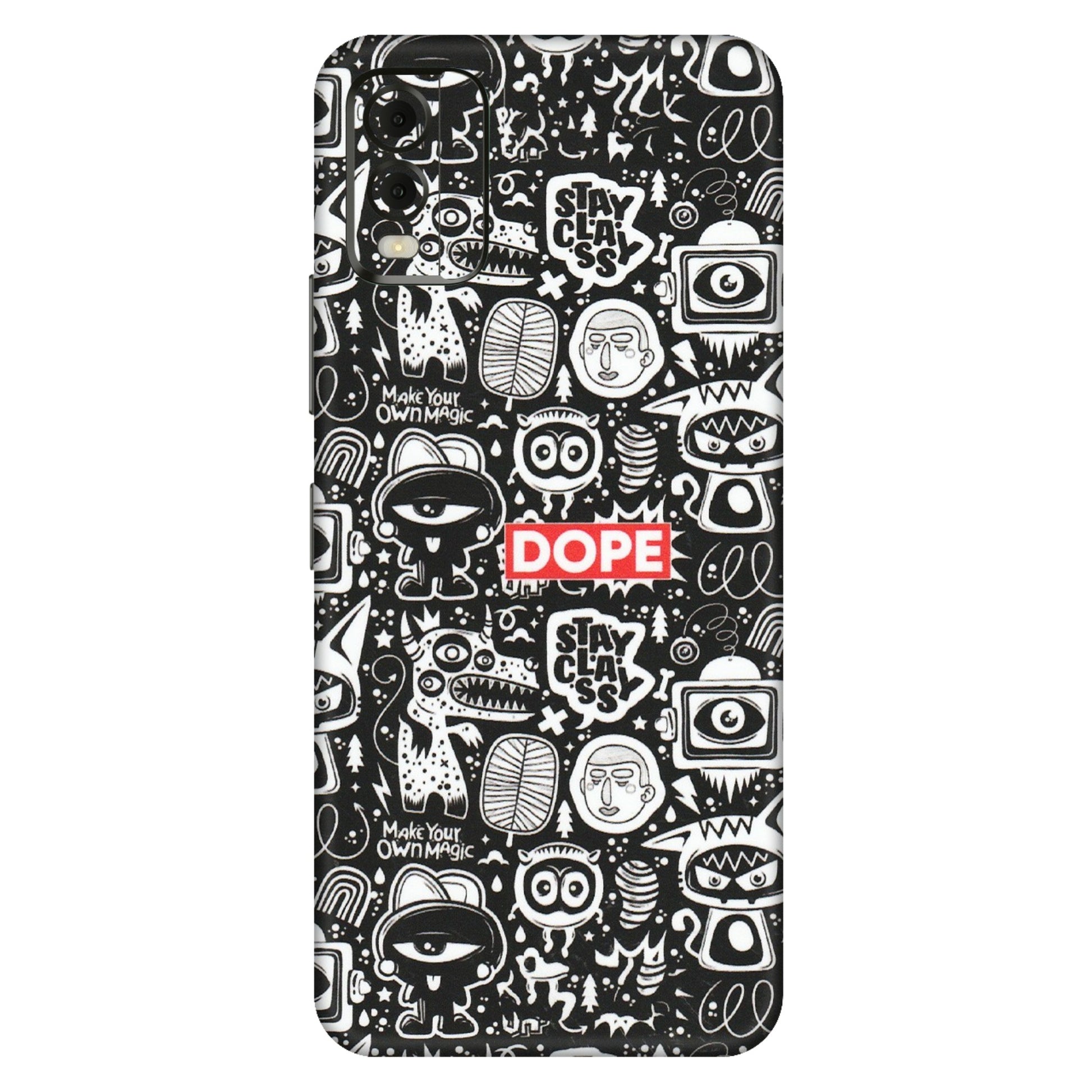 HMD NOKIA Phone Skins (All Models) - Dope Stay Classy Black Doodles - Matte Finish (M-126) HMD Nokia C32
