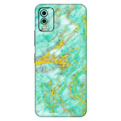 HMD NOKIA Phone Skins (All Models) - Green And Gold Marble Feel - Matte Finish (M-16) HMD Nokia C32