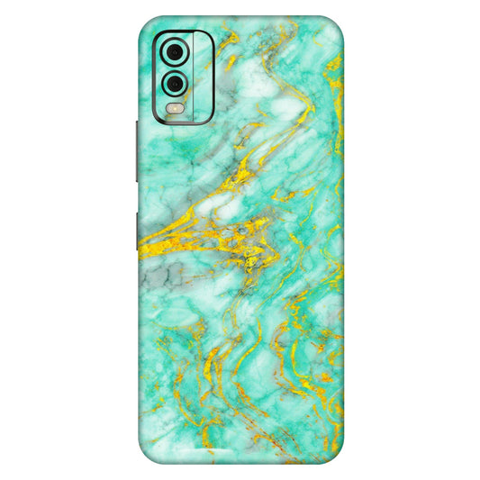 HMD NOKIA Phone Skins (All Models) - Green And Gold Marble Feel - Matte Finish (M-16) HMD Nokia C32