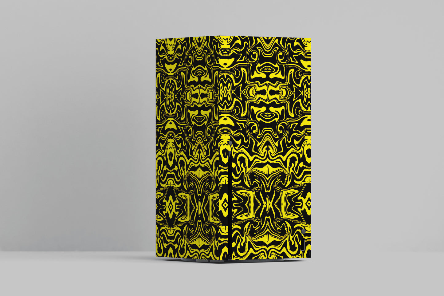 Xbox Series X Yellow And Black Abstract Liquid Matte Finish Skin