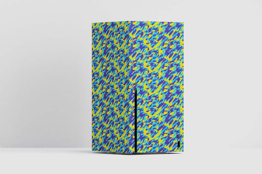 Xbox Series X Yellow And Blue Camouflage Matte Finish Skin