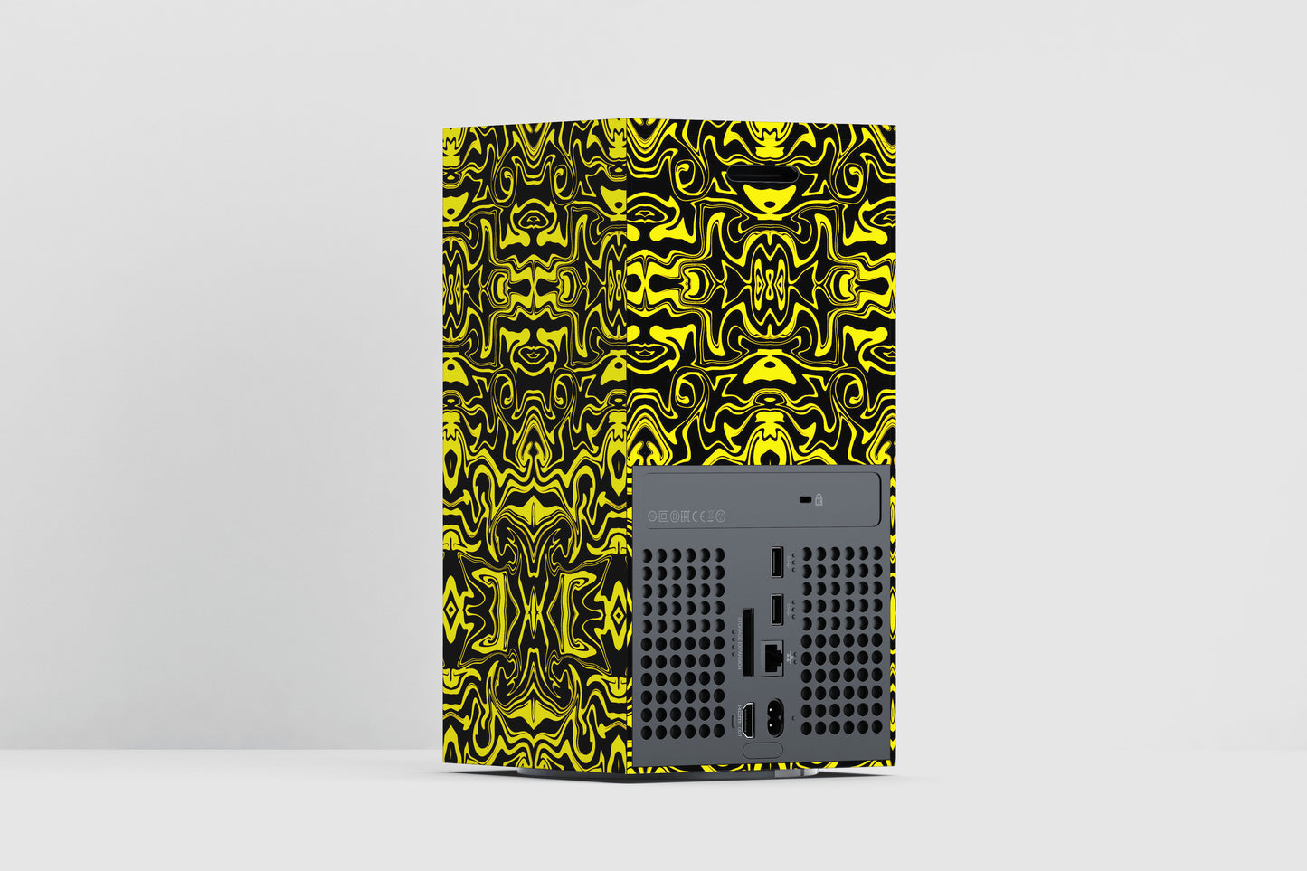 Xbox Series X Yellow And Black Abstract Liquid Matte Finish Skin