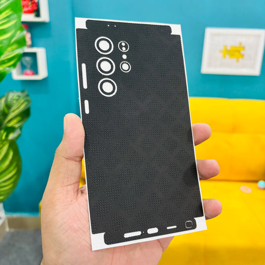 Black Premium Dotted Leather Finish Phone Skin