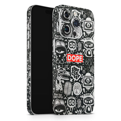 Dope Stay Classy Black Doodles Matte Finish Phone Skin