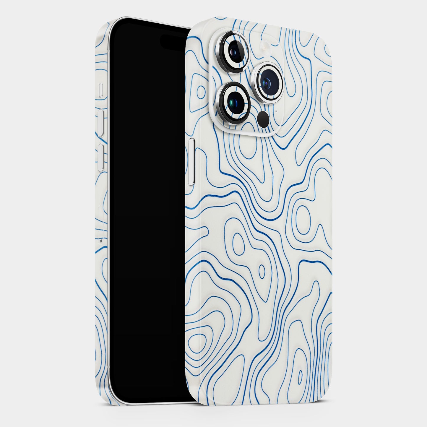 Blue And White Swirls Matte Finish Phone Skin