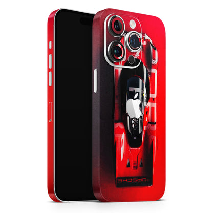 Red Porsche Car Logo 3D Embossed Phone Skin