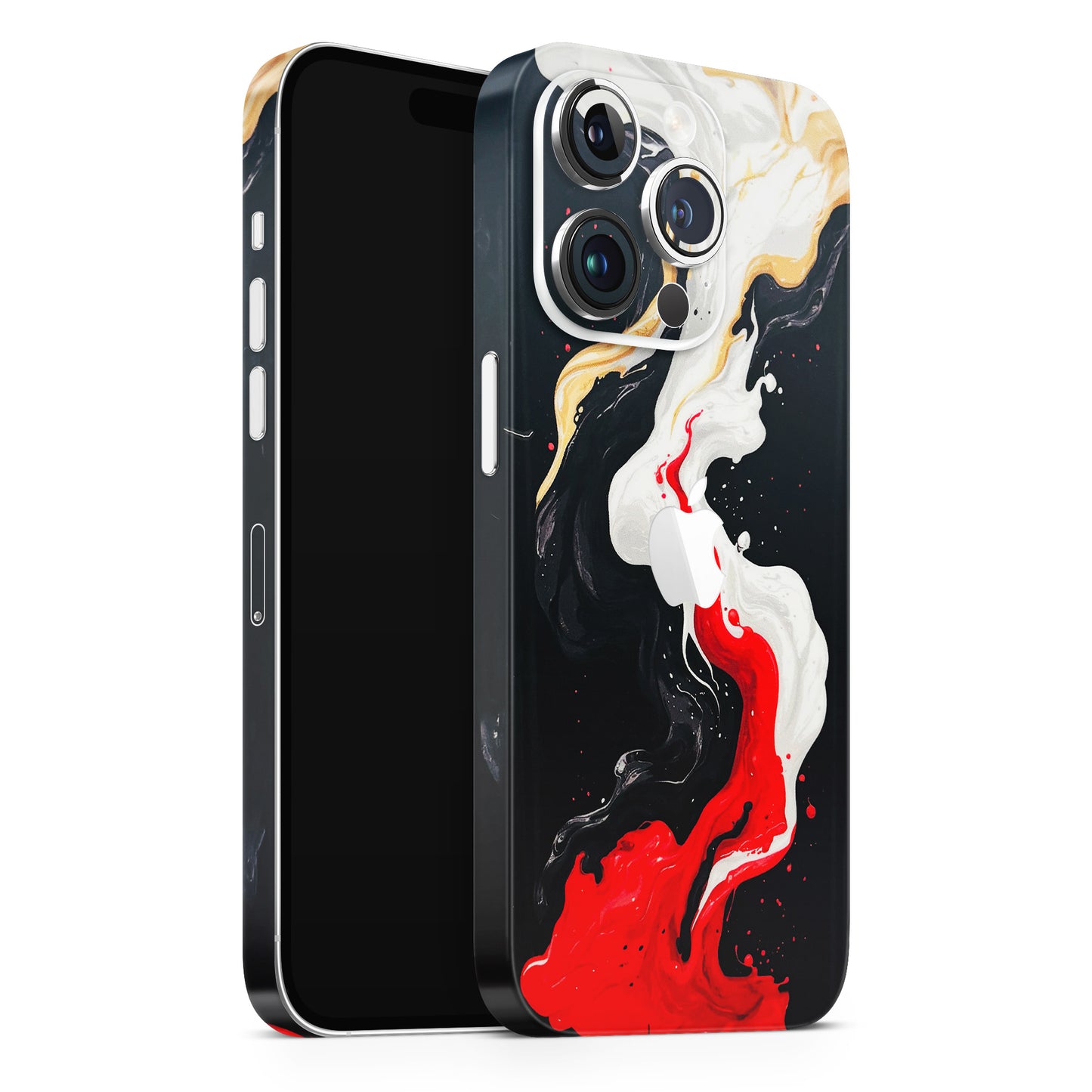 Black Red White Paint Splash Fusion Matte Finish Phone Skin