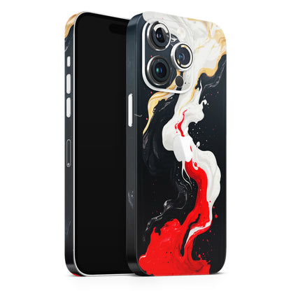 Black Red White Paint Splash Fusion Matte Finish Phone Skin