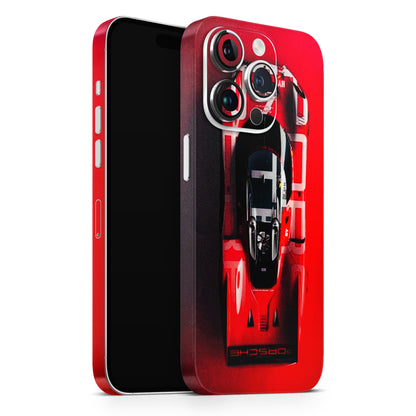 Red Porsche Car Logo 3D Embossed Phone Skin