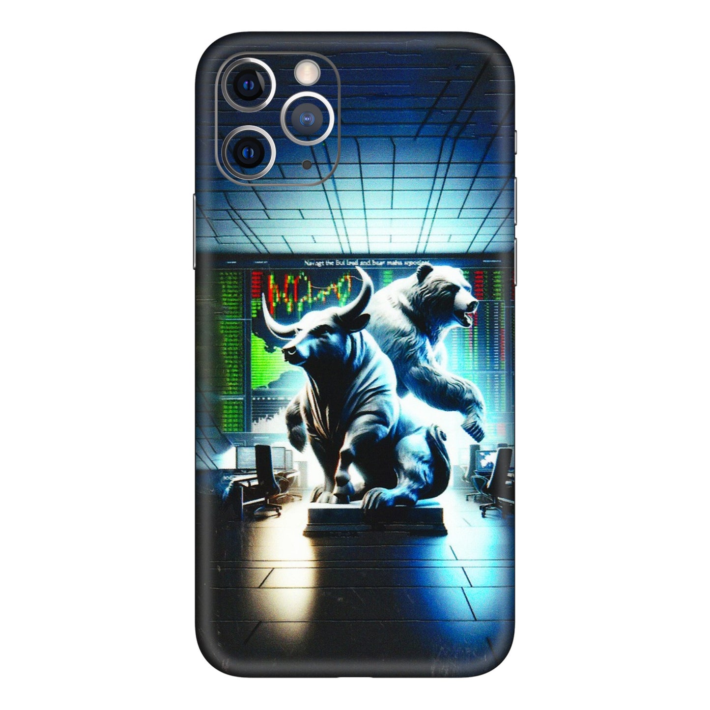 Apple iPhone Skins (All Models) - Stock Market Sensex Bear vs Bulls - 3D Embossed Finish (L-15) iPhone 11 Pro Max