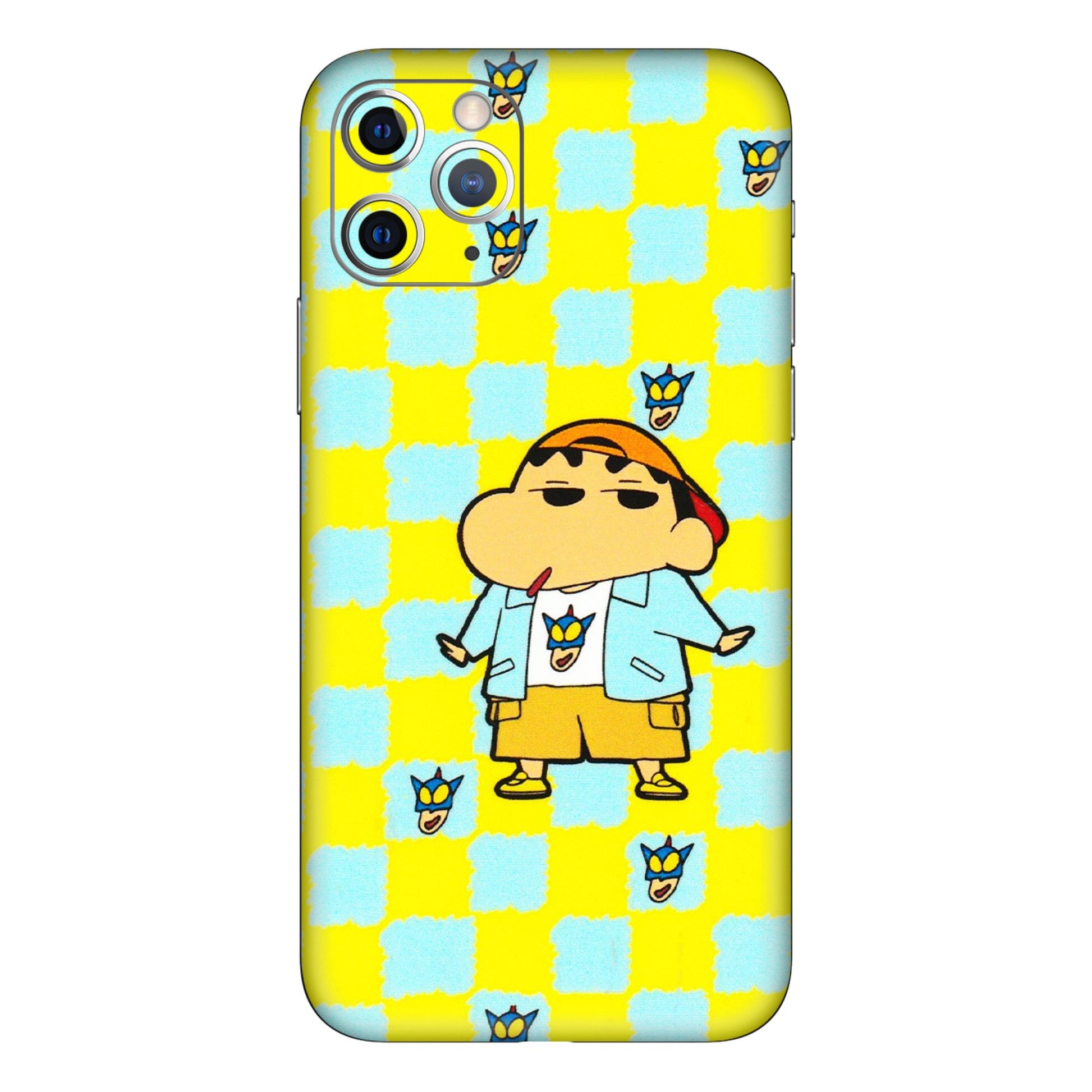 Apple iPhone Skins (All Models) - Yellow Blue Shinchan Cute - 3D Embossed Finish (L-221) iPhone 11 Pro Max