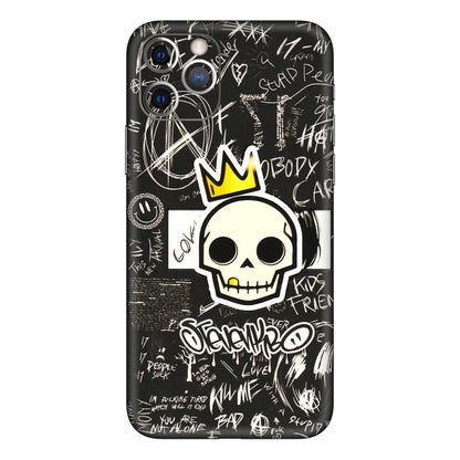 Apple iPhone Skins (All Models) - Funny Skull Black Chalk Grafitti - 3D Embossed Finish (L-22) iPhone 11 Pro Max