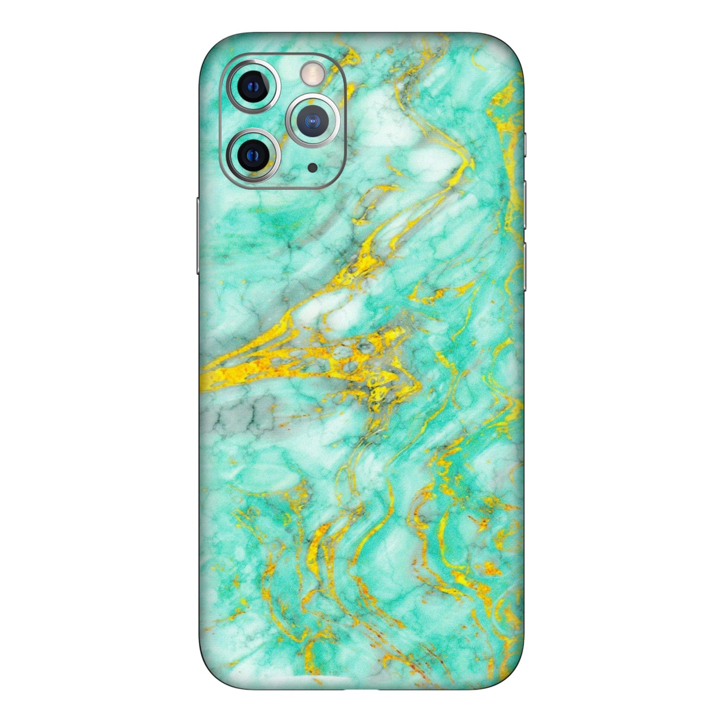 Apple iPhone Skins (All Models) - Green And Gold Marble Feel - Matte Finish (M-16) iPhone 11 Pro Max