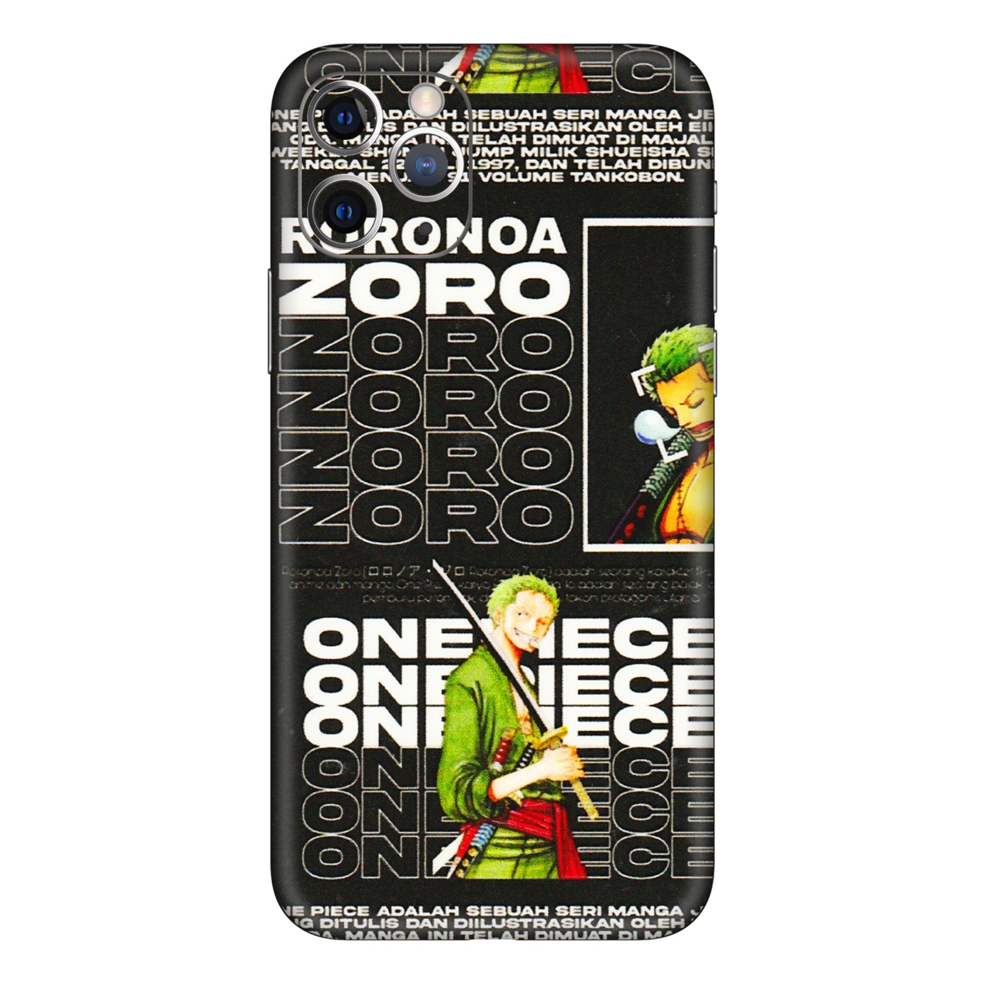 Apple iPhone Skins (All Models) - One Piece Zoro - 3D Embossed Finish (L-250) iPhone 11 Pro