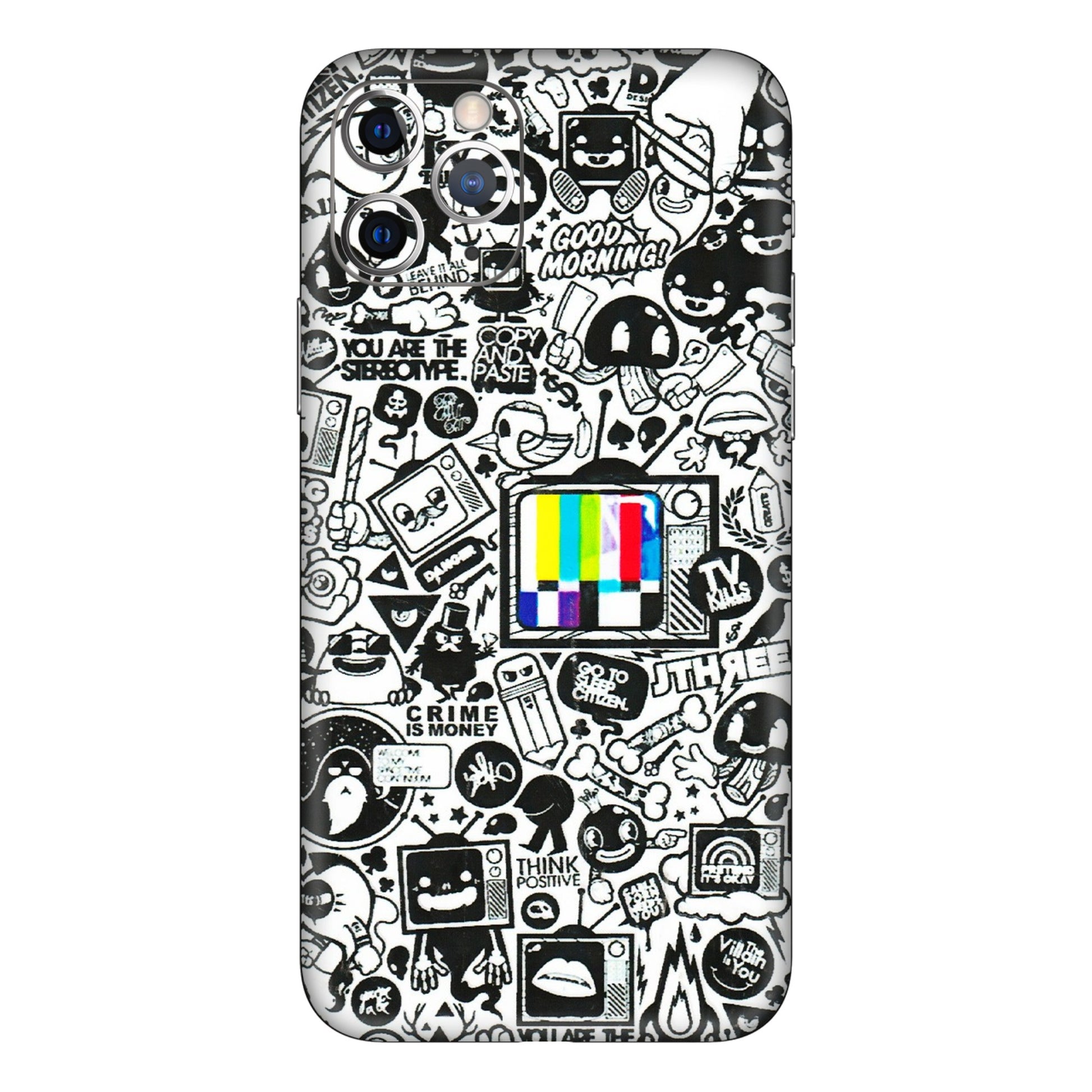 Apple iPhone Skins (All Models) - Doodles Positive Art - 3D Embossed Finish (L-263) iPhone 11 Pro