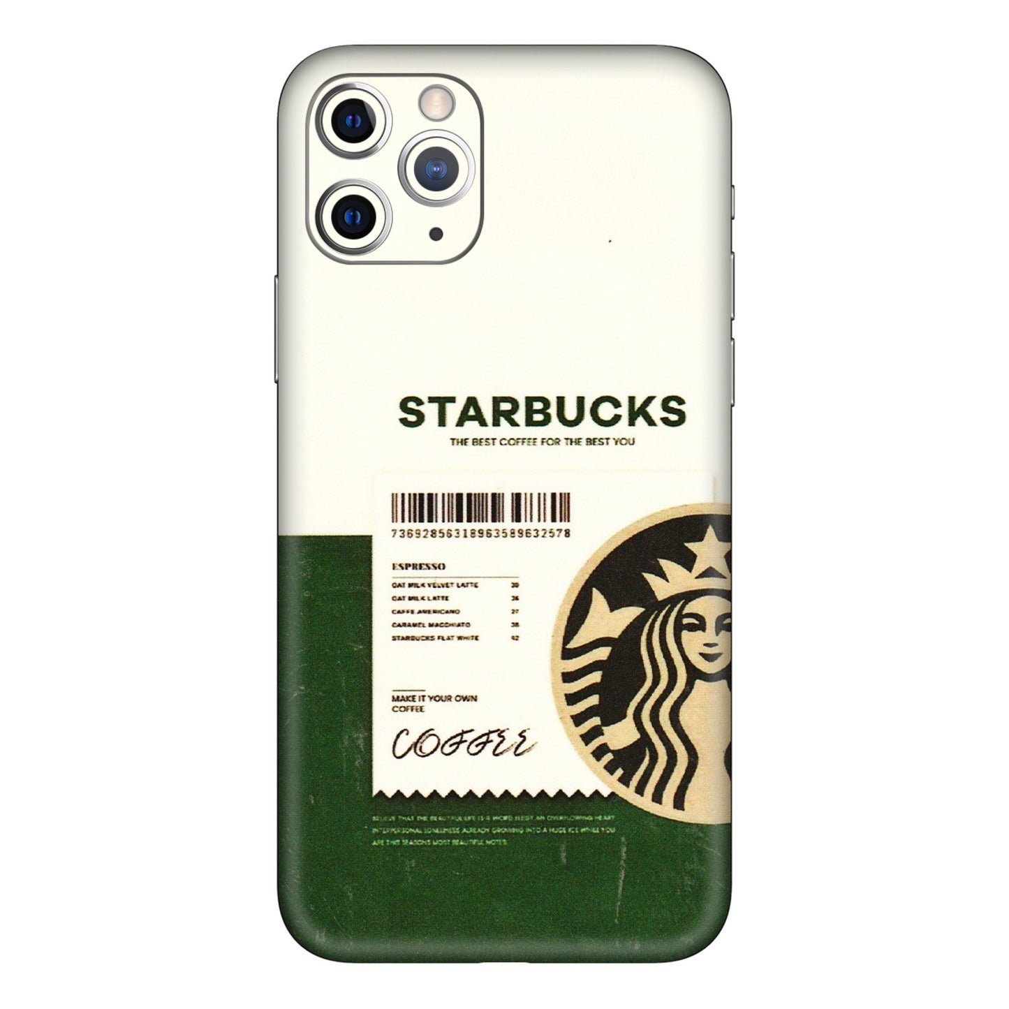 Apple iPhone Skins (All Models) - Starbucks Barcode - 3D Embossed Finish (L-308) iPhone 11 Pro