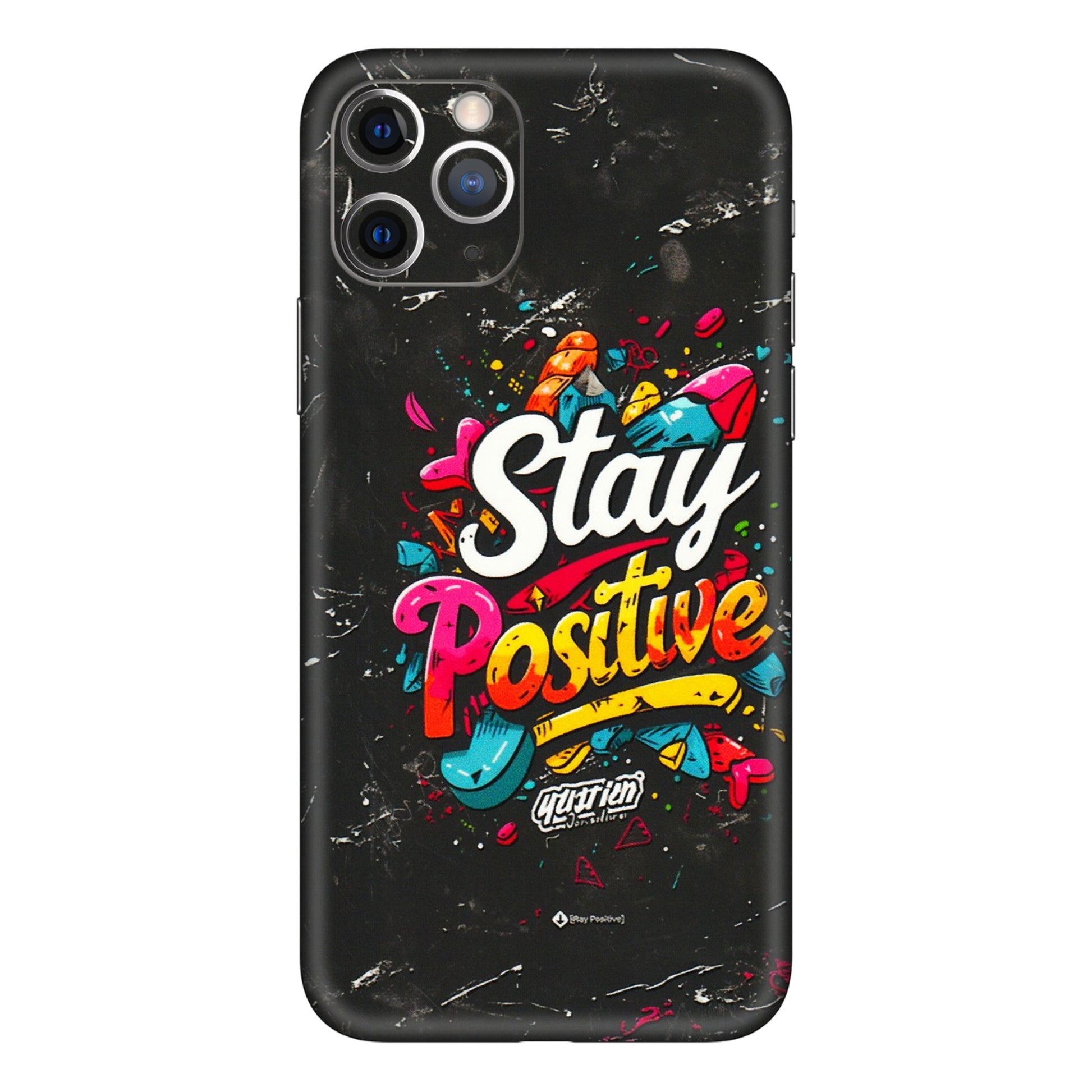 Apple iPhone Skins (All Models) - Stay Positive Black - 3D Embossed Finish (L-31) iPhone 11 Pro
