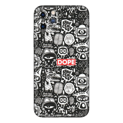 Apple iPhone Skins (All Models) - Dope Stay Classy Black Doodles - Matte Finish (M-126) iPhone 11 Pro