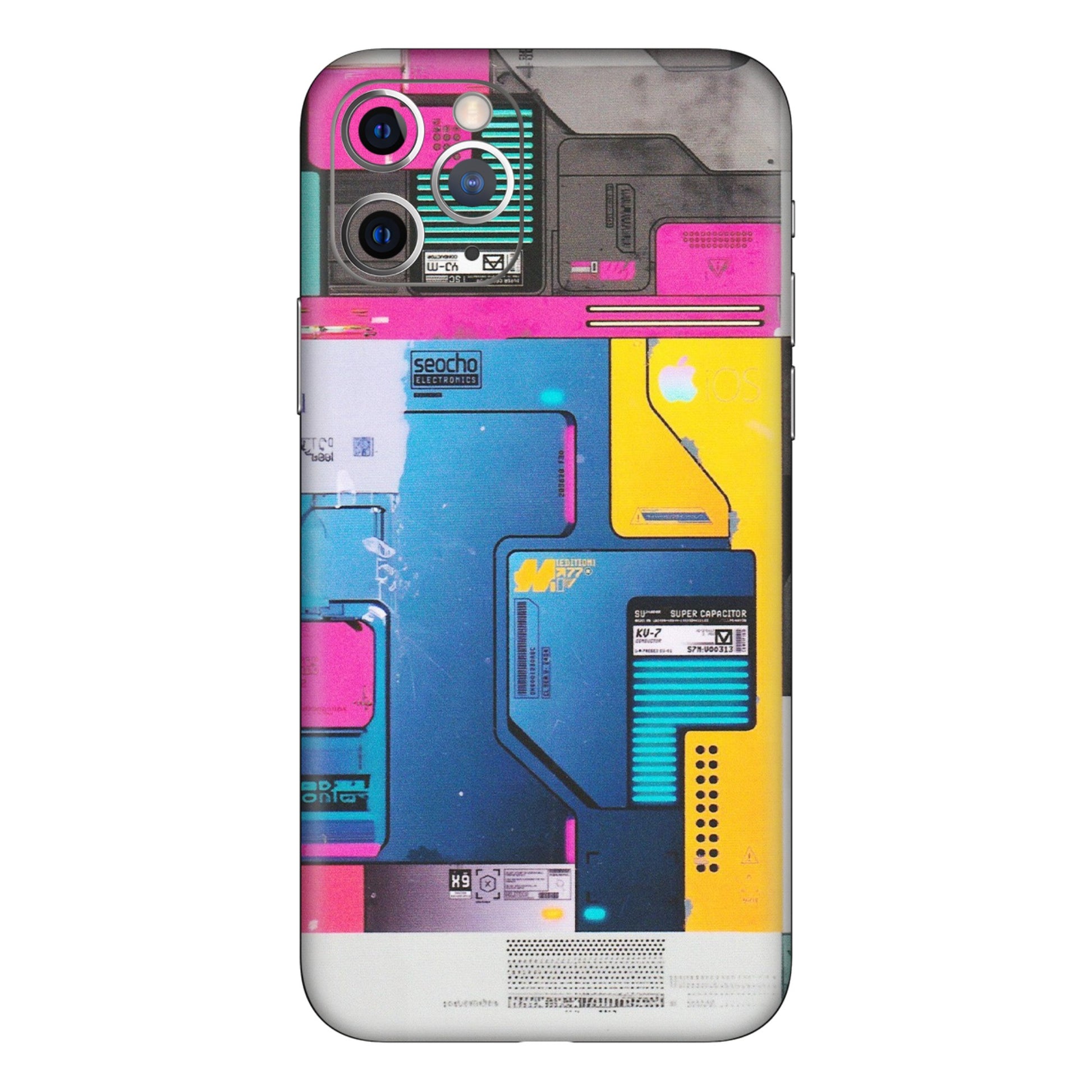 Apple iPhone Skins (All Models) - Colourfull Motherboard Internals - Matte Finish (M-55) iPhone 11 Pro