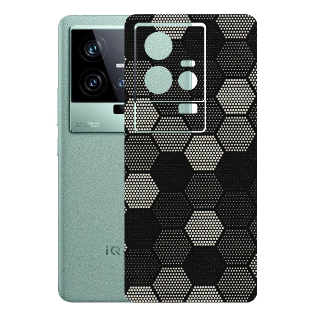 IQOO Phone Skins (All Models) - Black & White Dotted Honeycomb Texture - 3D Embossed Finish (L-202) IQOO 11 5G
