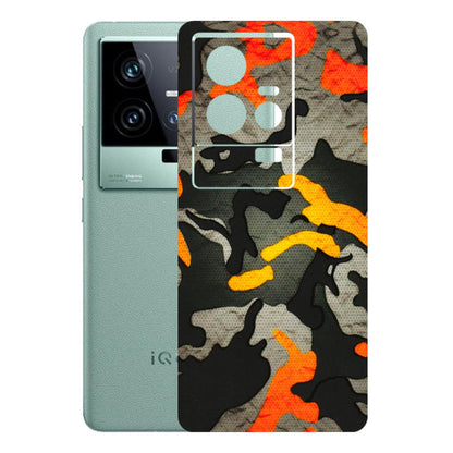 IQOO Phone Skins (All Models) - Orange Camouflage - 3D Embossed Finish (L-204) IQOO 11 5G