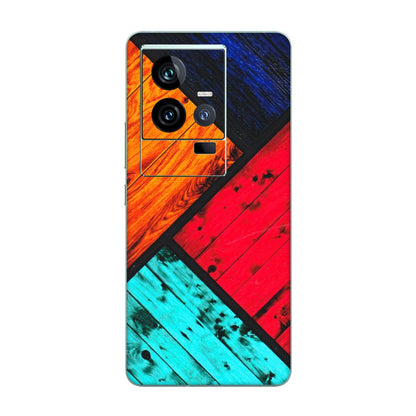 IQOO Phone Skins (All Models) - Colourful Wood Panels Abstract - 3D Embossed Finish (L-09) IQOO 11 5G