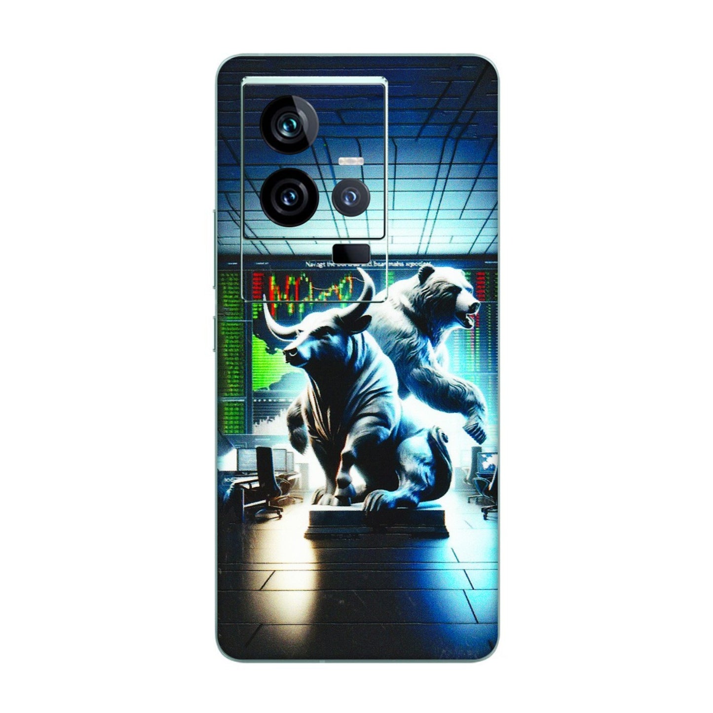 IQOO Phone Skins (All Models) - Stock Market Sensex Bear vs Bulls - 3D Embossed Finish (L-15) IQOO 11 5G