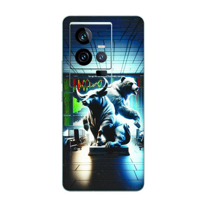 IQOO Phone Skins (All Models) - Stock Market Sensex Bear vs Bulls - 3D Embossed Finish (L-15) IQOO 11 5G
