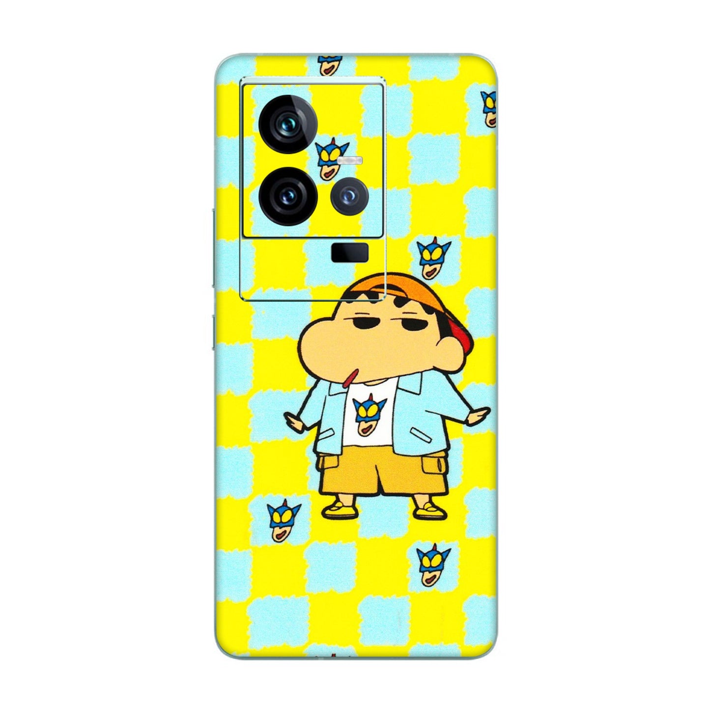 IQOO Phone Skins (All Models) - Yellow Blue Shinchan Cute - 3D Embossed Finish (L-221) IQOO 11 5G