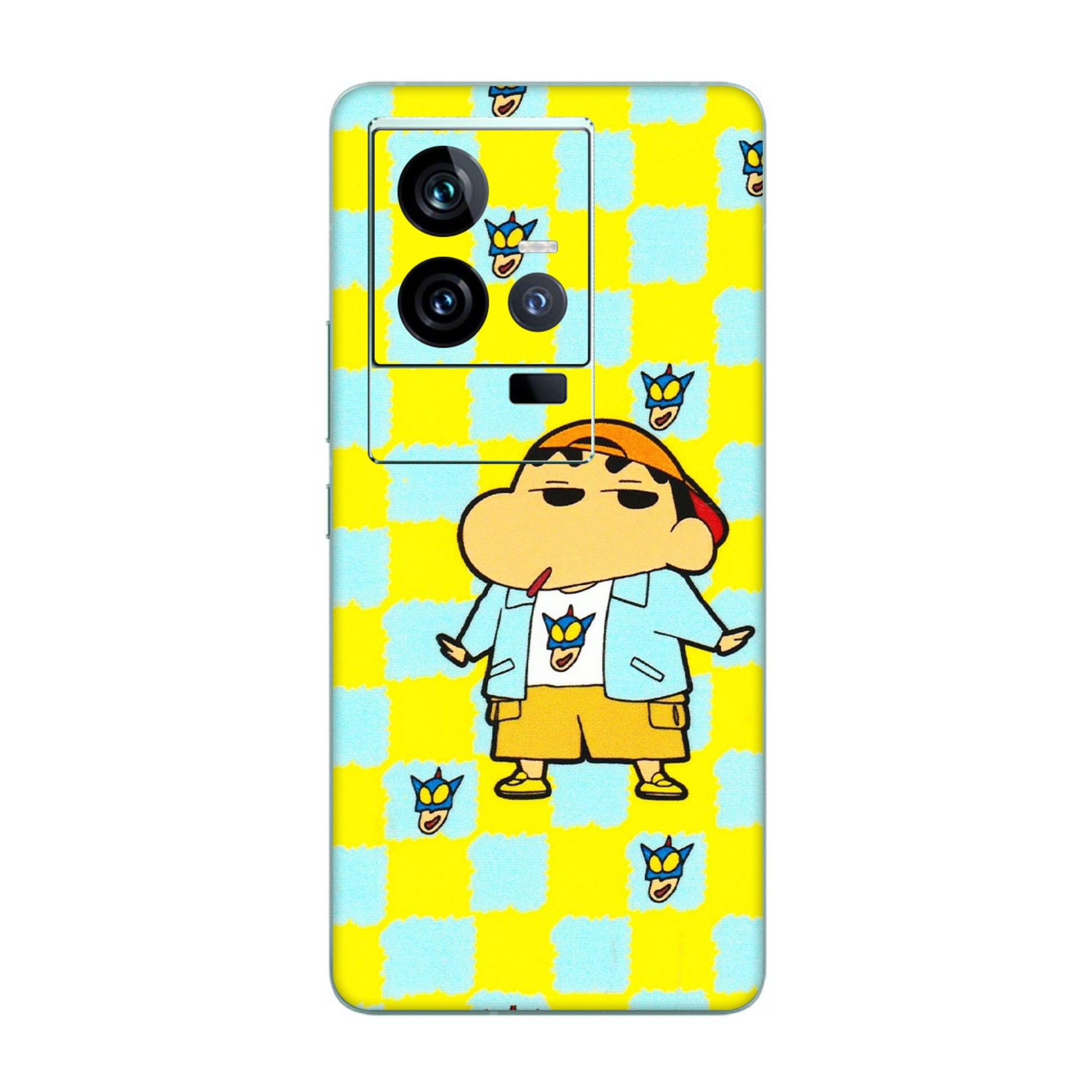 IQOO Phone Skins (All Models) - Yellow Blue Shinchan Cute - 3D Embossed Finish (L-221) IQOO 11 5G
