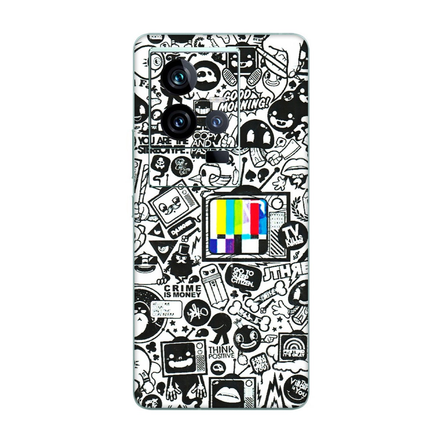 IQOO Phone Skins (All Models) - Doodles Positive Art - 3D Embossed Finish (L-263) IQOO 11 5G