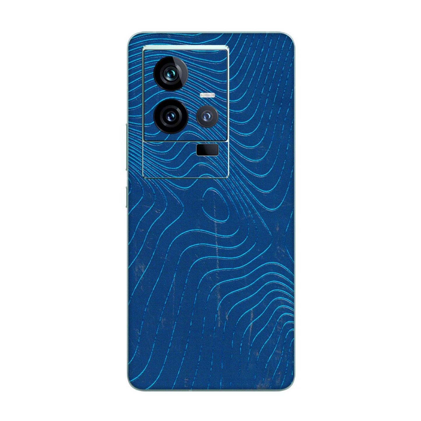 IQOO Phone Skins (All Models) - Abstract Blue Line Map - 3D Embossed Finish (L-272) IQOO 11 5G