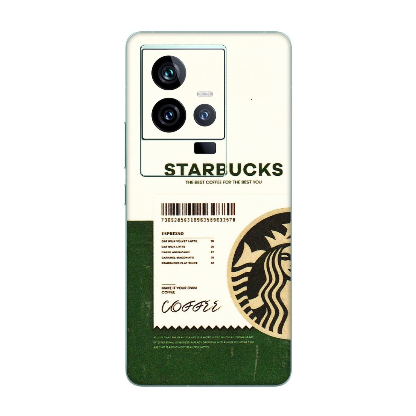 IQOO Phone Skins (All Models) - Starbucks Barcode - 3D Embossed Finish (L-308) IQOO 11 5G