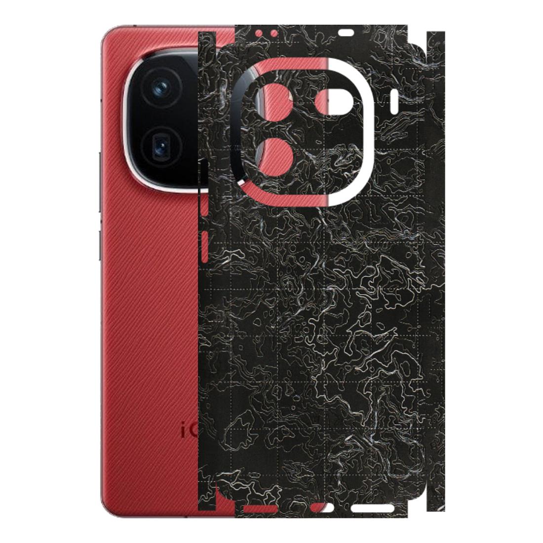 IQOO Phone Skins (All Models) - Black map Texture - 3D Embossed Finish (L-201) IQOO 12 5G