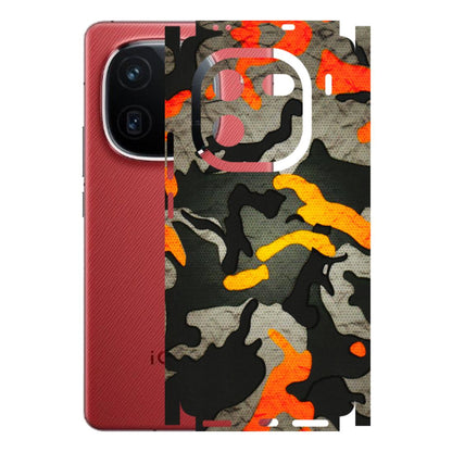 IQOO Phone Skins (All Models) - Orange Camouflage - 3D Embossed Finish (L-204) IQOO 12 5G