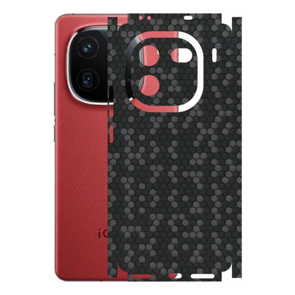 IQOO Phone Skins (All Models) - Black Grey Honeycomb Sober - 3D Embossed Finish (L-85) IQOO 12 5G