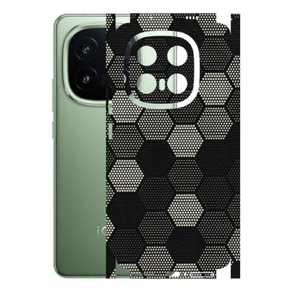 IQOO Phone Skins (All Models) - Black & White Dotted Honeycomb Texture - 3D Embossed Finish (L-202) IQOO 13 5G