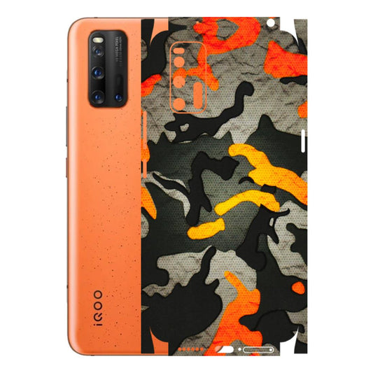 IQOO Phone Skins (All Models) - Orange Camouflage - 3D Embossed Finish (L-204) IQOO 3