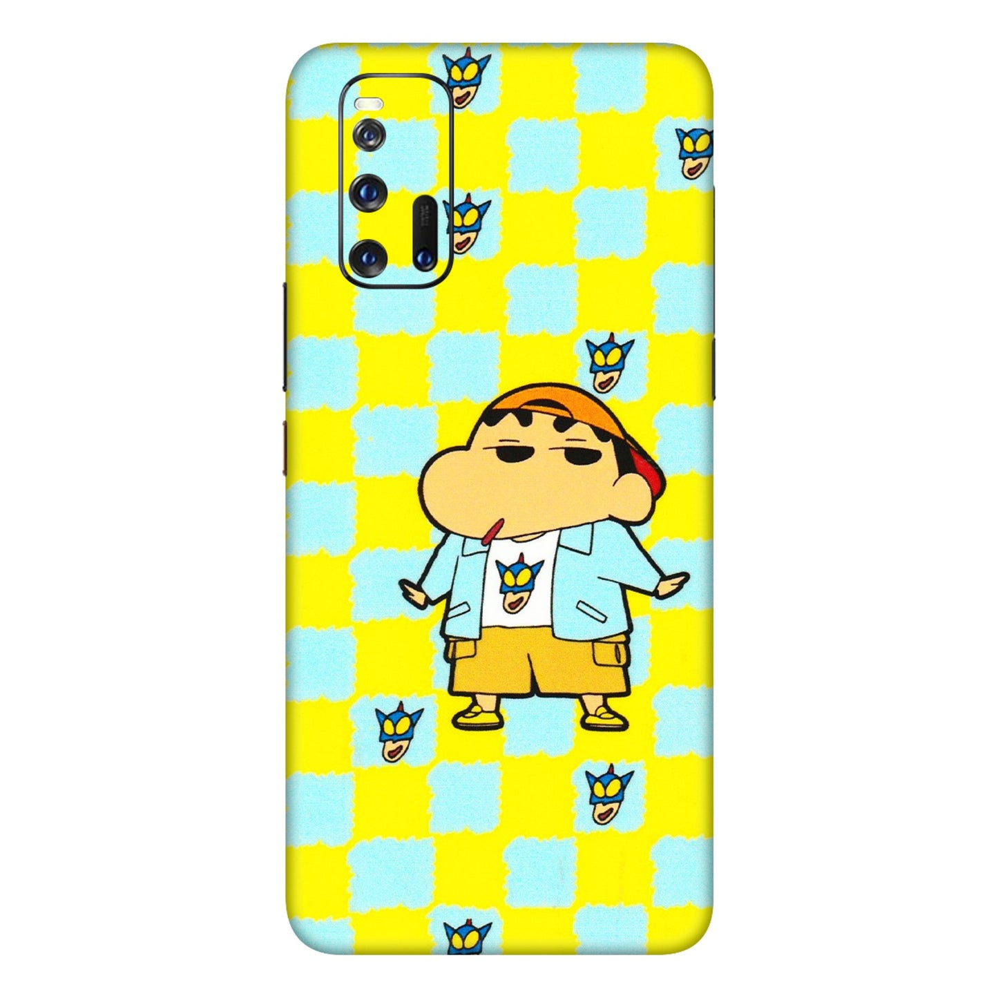 IQOO Phone Skins (All Models) - Yellow Blue Shinchan Cute - 3D Embossed Finish (L-221) IQOO 3