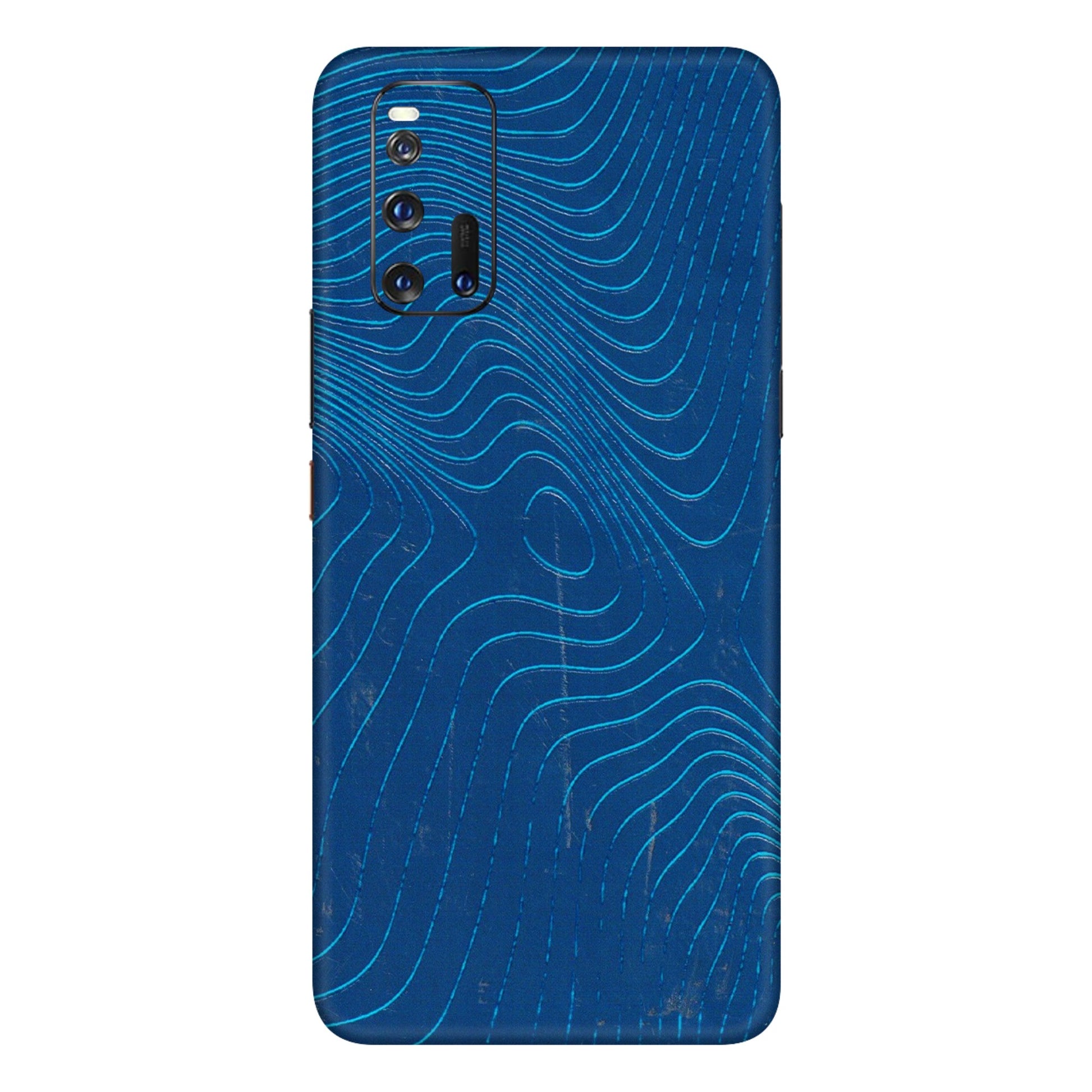 IQOO Phone Skins (All Models) - Abstract Blue Line Map - 3D Embossed Finish (L-272) IQOO 3