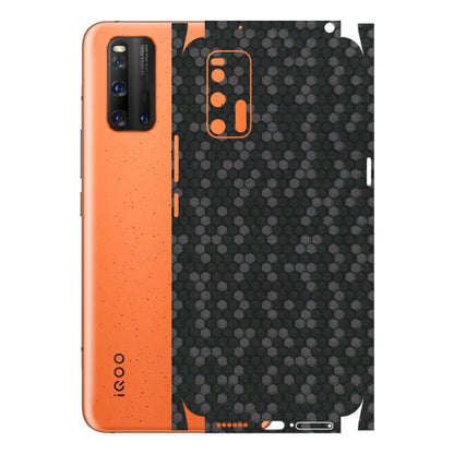 IQOO Phone Skins (All Models) - Black Grey Honeycomb Sober - 3D Embossed Finish (L-85) IQOO 3
