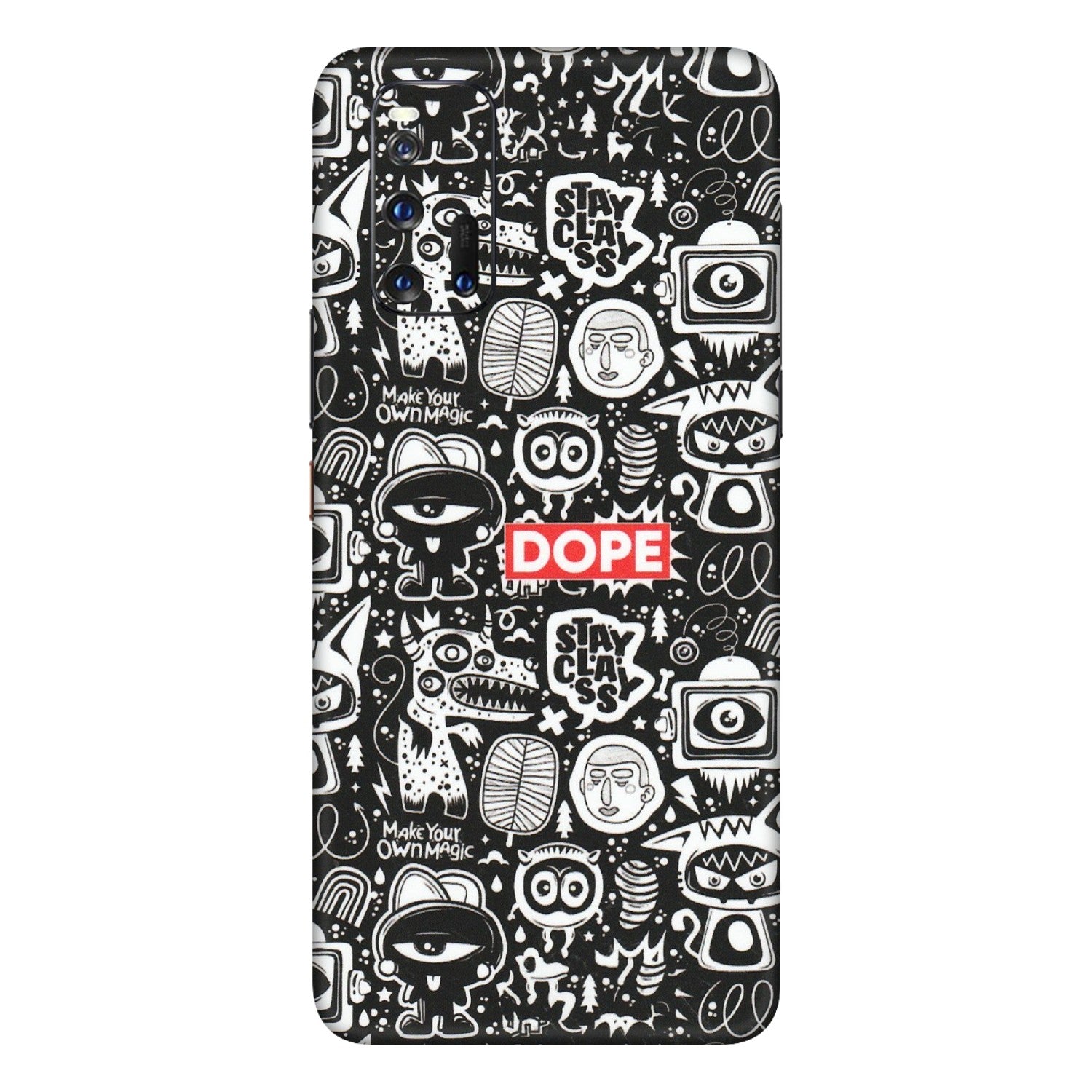 IQOO Phone Skins (All Models) - Dope Stay Classy Black Doodles - Matte Finish (M-126) IQOO 3