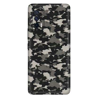 IQOO Phone Skins (All Models) - Black/Grey Camoflaunge - 3D Embossed Finish (L-142) IQOO 7