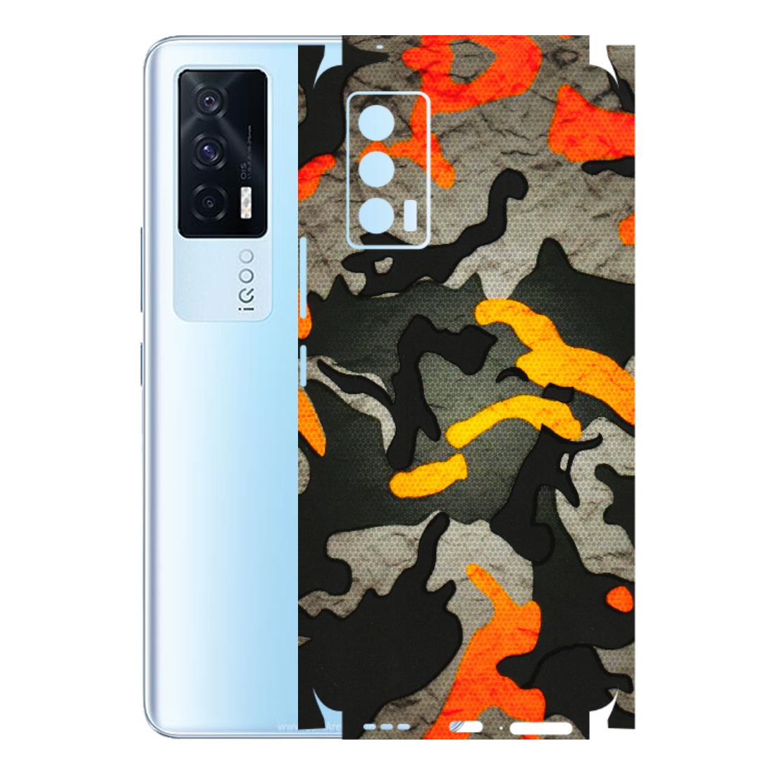 IQOO Phone Skins (All Models) - Orange Camouflage - 3D Embossed Finish (L-204) IQOO 7